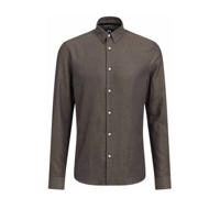 WE Fashion slim fit overhemd met glitters bruin - thumbnail