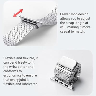 By Qubix - Stainless Steel Loop band - Zwart - Extra strong - Compatible met Apple Watch 44mm / 45mm / 46mm / 49mm - Compatible Apple watch bandjes