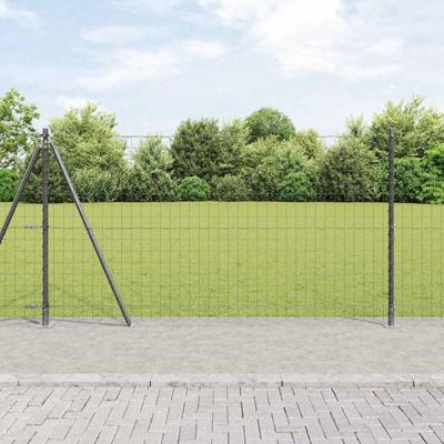 VidaXL Hek met paal grijs 1,2 x 10 m staal
