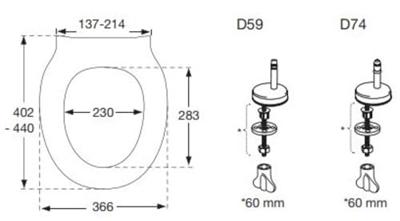 Pressalit Closetzitting 36,6x44 cm Wit