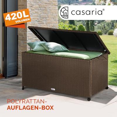 Polyrattan Kussenbox Bruin 122x56x61cm met Wielen