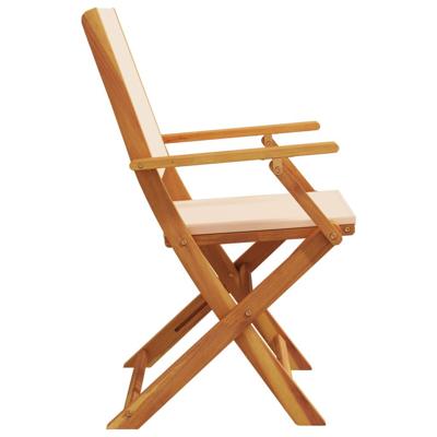 Tuinstoelen 4 st inklapbaar stof en massief hout beige - thumbnail
