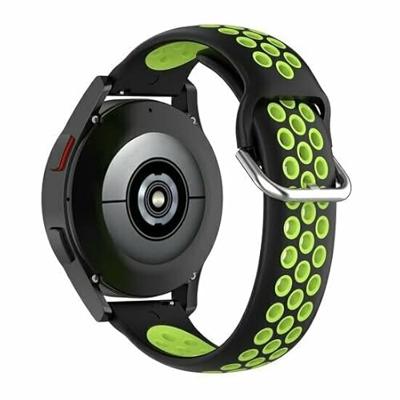By Qubix - Compatible met Garmin Venu 2 / Garmin Venu 3 - Siliconen sportbandje met gesp - Zwart + groen - Compatible Garmin bandje