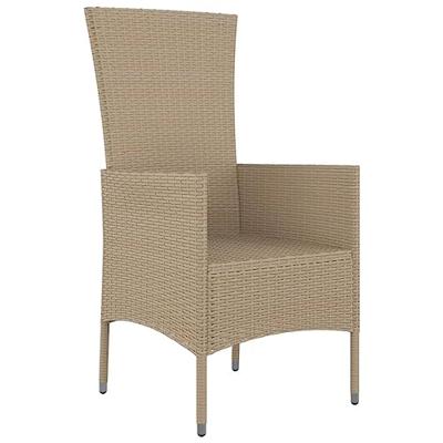 Tuinstoelen 4 st met kussens poly rattan beige - thumbnail