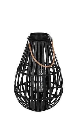 J-Line lantaarn Druppelvorm - bamboe - zwart - small