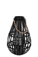 J-Line lantaarn Druppelvorm - bamboe - zwart - small - thumbnail