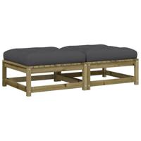 Tuinvoetenbanken met kussens 2 st geïmpregneerd grenenhout - thumbnail