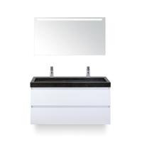 Maxx XL Badmeubelset 120 cm - Wit Hoogglans - Wastafel Lucca Enkel 2 kraangaten - met LED Spiegel - thumbnail