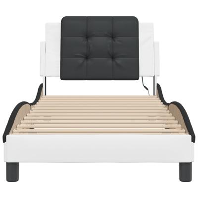 Bedframe met LED zonder matras "Zadar" kunstleer wit en zwart 120x200 cm - thumbnail