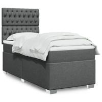 Boxspring met matras stof donkergrijs 90x190 cm - thumbnail