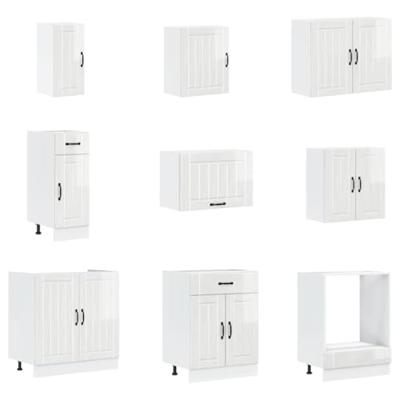 14-delige Keukenkastenset Lucca bewerkt hout glanzend wit