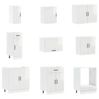 14-delige Keukenkastenset Lucca bewerkt hout glanzend wit - thumbnail