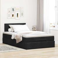 Ottoman bed met matras en LED's 120x200 cm stof zwart - thumbnail