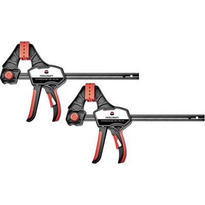 TOOLCRAFT 1544398-2 Set van 2 eenhandklemmen 150 x 85 mm Spanbreedte (max.):150 mm Afmeting, lengte: 380 mm Afm. werkbereik:85 mm TOOLCRAFT 1544398-2 Set van 2 eenhandklemmen 150 x 85 mm Spanbreedte (max.):150 mm Afmeting, lengte: 380 mm Afm. werkbereik:85 mm