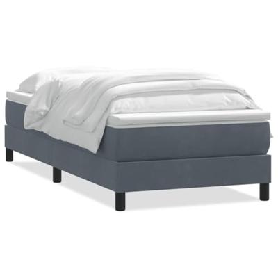 Boxspring met matras fluweel donkergrijs 100x210 cm