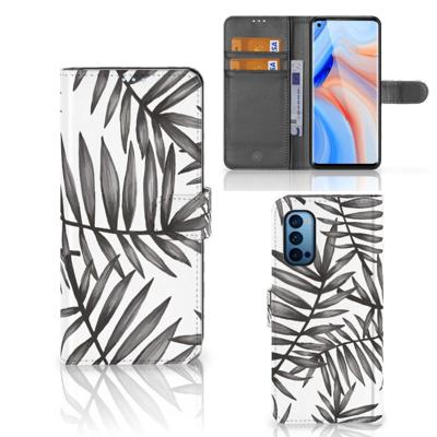 OPPO Reno 4 Pro 5G Hoesje Leaves Grey | Portemonnee hoesje