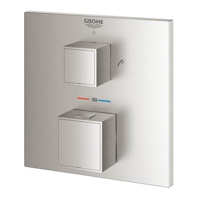Opbouwdeel GROHE Grohtherm Cube Met Omstel (Douche & Baduitloop) Supersteel Opbouwdeel GROHE Grohtherm Cube Met Omstel (Douche & Baduitloop) Supersteel