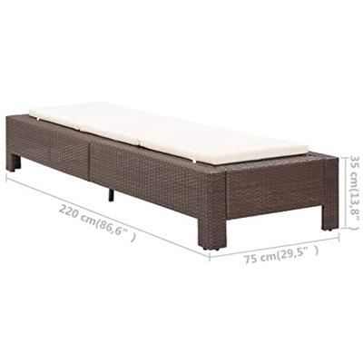 Ligbed met kussen poly rattan bruin Ligbed met kussen poly rattan bruin