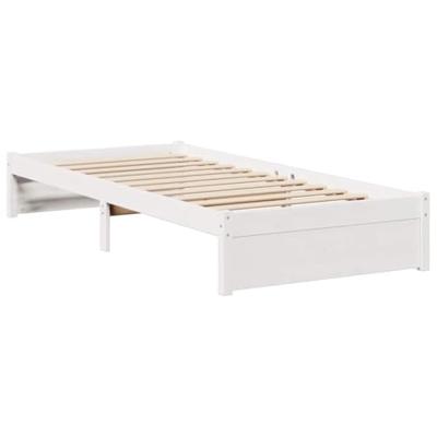 Bed met boekenkast zonder matras grenenhout wit 75x190 cm