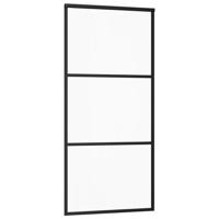 Schuifdeur 90x205 cm ESG-glas en aluminium zwart - thumbnail