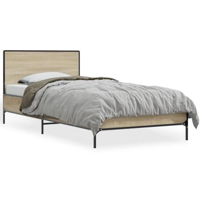 Bedframe bewerkt hout metaal sonoma eikenkleurig 200x200 cm