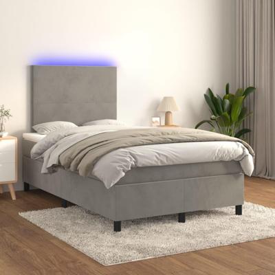 Boxspring met matras en LED fluweel lichtgrijs 120x200 cm