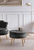 Artistiq Poef 'Andres' Velvet, kleur zwart - thumbnail