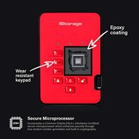 iStorage diskAshur2 SSD 8TB Rood - Veilige draagbare Solid State Drive - Beveiligd met een wachtwoord - Stofdicht en waterdicht - Hardwarematige versleuteling - thumbnail