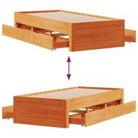 Bedframe zonder matras met lades grenenhout wasbruin 75x190 cm - thumbnail