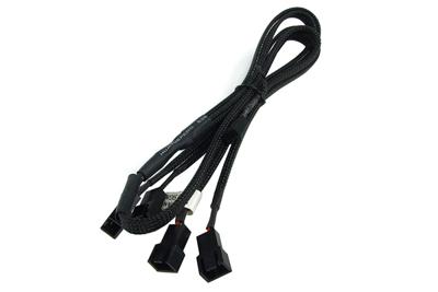 Phobya Y-kabel 3pin Molex naar 4X 3pin Molex 60cm - zwarte kabel ventilatorkabel en adapter