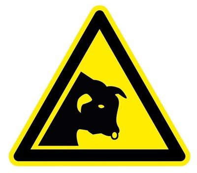 Stier waarschuwingspictogram - 100 mm breed - Sticker Stier waarschuwingspictogram - 100 mm breed - Sticker