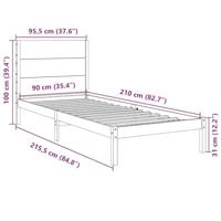 Bedframe extra lang zonder matras massief hout 90x210 cm - thumbnail