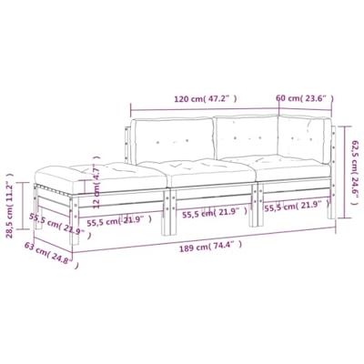 Tuinbank 2-zits met kussens en voetenbank