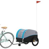 Fietstrailer 45 kg ijzer zwart en blauw - thumbnail