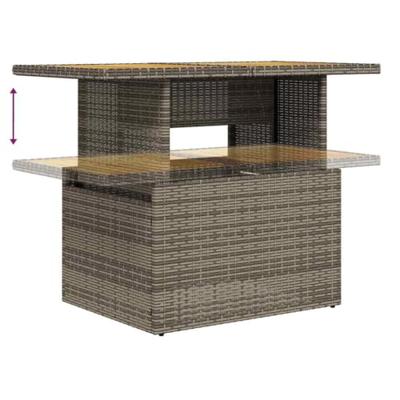 7-delige Loungeset met kussens poly rattan grijs
