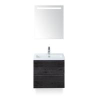 Vogue Badmeubelset 60 cm - Greeplijst in kleur - Black Oak - Keramische Wastafel Wit 1 kraangat - met Sence Spiegel - thumbnail
