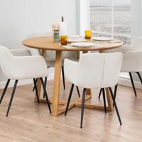 Bendt Ronde Eettafel 'Lila' Eiken, 120cm, kleur Naturel - thumbnail