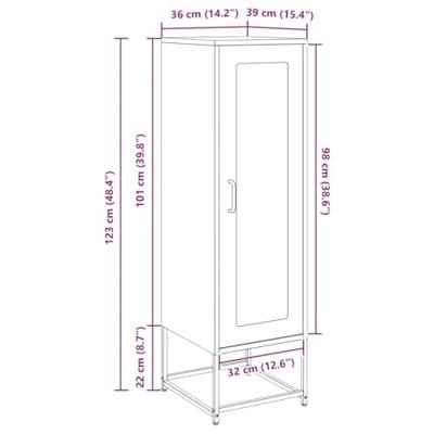Hoge kast 36x39x123 cm koudgewalst staal roze