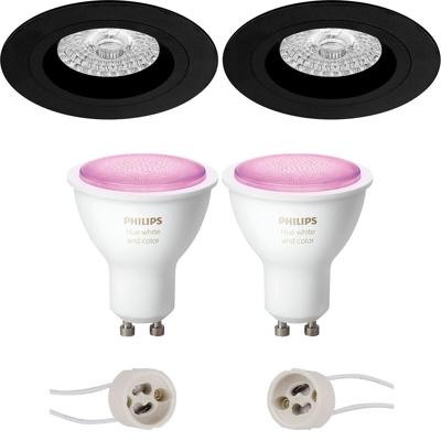 Philips Hue LED Inbouwspot Set - Mat Zwart Ø93mm - White & Color Ambiance