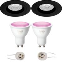 Philips Hue LED Inbouwspot Set - Mat Zwart Ø93mm - White & Color Ambiance - thumbnail