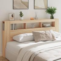 Hoofdbord met LED 200x18,5x103,5 cm bewerkt hout sonoma eiken - thumbnail