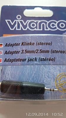 Vivanco Adapterkabel 2,5 mm/3,5 mm 2,5 mm M 3,5 mm FM zwart interface en voeding