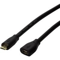 LogiLink CU0125 USB-kabel USB 2.0 USB-micro-B stekker, USB-micro-B bus 5.00 m Zwart - thumbnail
