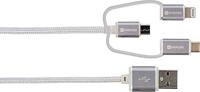 SKROSS | 2.700270 | Steel Line laad- en synchronisatiekabel - Micro USB en Lightning Connector en USB Type-C - 30 cm - thumbnail