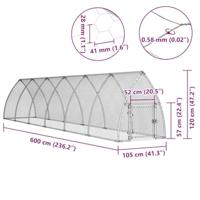VidaXL Kippenhok 600x105x120 cm gegalvaniseerd staal zilverkleurig - thumbnail