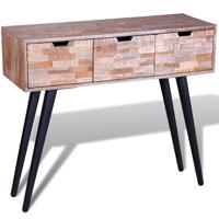 Wandtafel met 3 lades gerecycled teakhout - thumbnail
