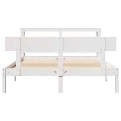 Bedframe zonder matras massief grenenhout wit 140x190 cm