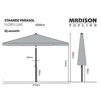 Madison parasol flores luxe rond 300 cm grijs - thumbnail
