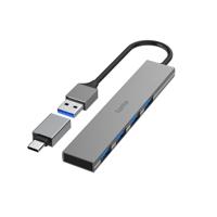 Hama 00200141 USB-hub 4 poorten USB-A USB 3.2 Gen1 5 GBit/s Met USB-C stekker Grijs - thumbnail