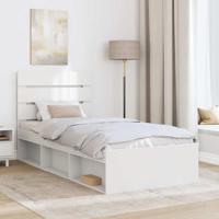 Bedframe met hoofdeinde Wit 90 x 190 cm Massief grenenhout - thumbnail